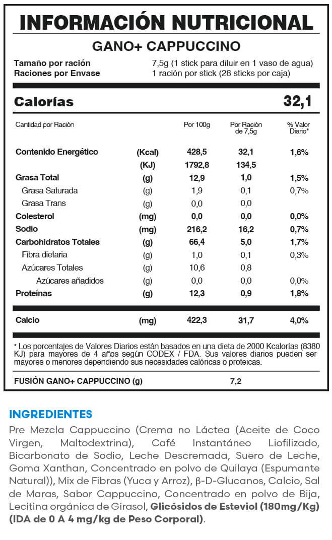 GANO+ CAPPUCCINO CAJA 28 x 7.5 gr